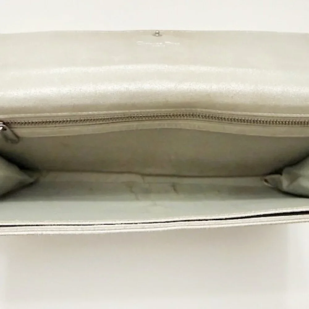 Christian Dior Silver Metallic Clutch Wristlet Bag w/ Silver Logo - Picture 5 of 7
